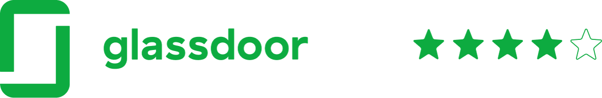 Glassdoor logo and 4 star review
